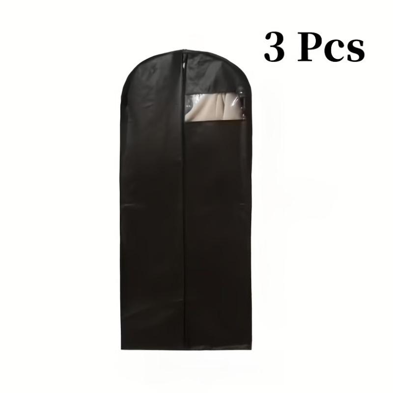 

3Pcs Heavy Duty Garment Storage Bags, Extra Long Black Clothes Covers with Zipper Transparent Window, for Suits Dresses Coats