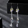 Fashion Women Multicolor Rhinestone Long Chain Tassel Drop Dangle Hook Earrings