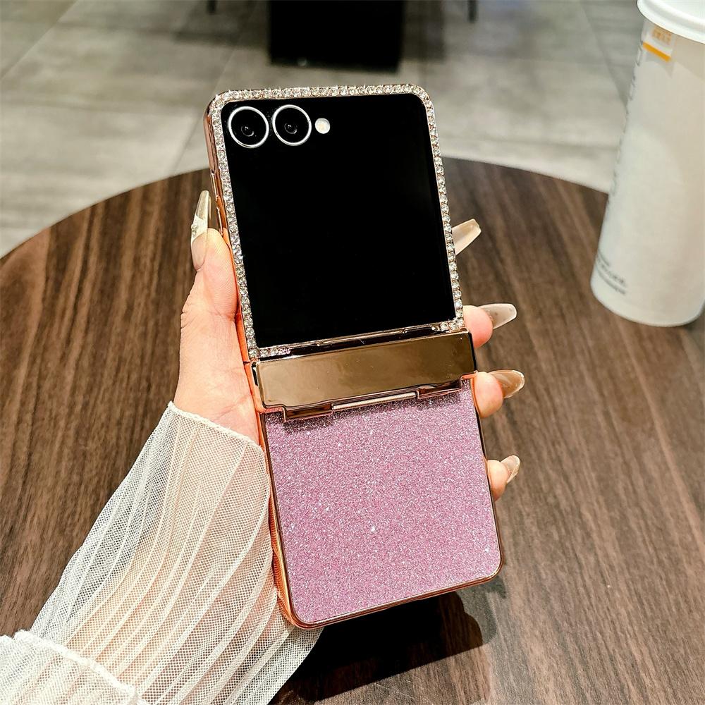 For Samsung Galaxy Z Flip7 5G Case Hinge Protection Rhinestone Glitter PC Phone Cover
