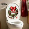 Weihnachtsfeier Badezimmerzubehör Weihnachtsdekoration Toilettendekal, Frohe Schleife Sitzaufkleber, Dekorationen Wasserdichte Deckel-Spülkasten-Aufkleber, Selbstklebend