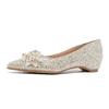 Sequined Flat-soled Heightening Wedding Shoes 2025 Xiuhe Main Wedding Dress Two Wear Crystal Bridal Shoes with Dress French Bridesmaid Shoes