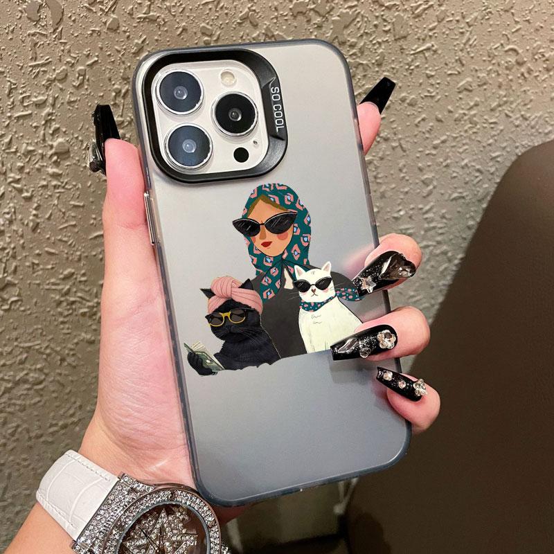 White Cat And Fashion Women Pattern Phone Case For Samsung S24 S23 Ultra Plus FE S25 S22 Ultra Plus S21 FE Laser Shockproof Case