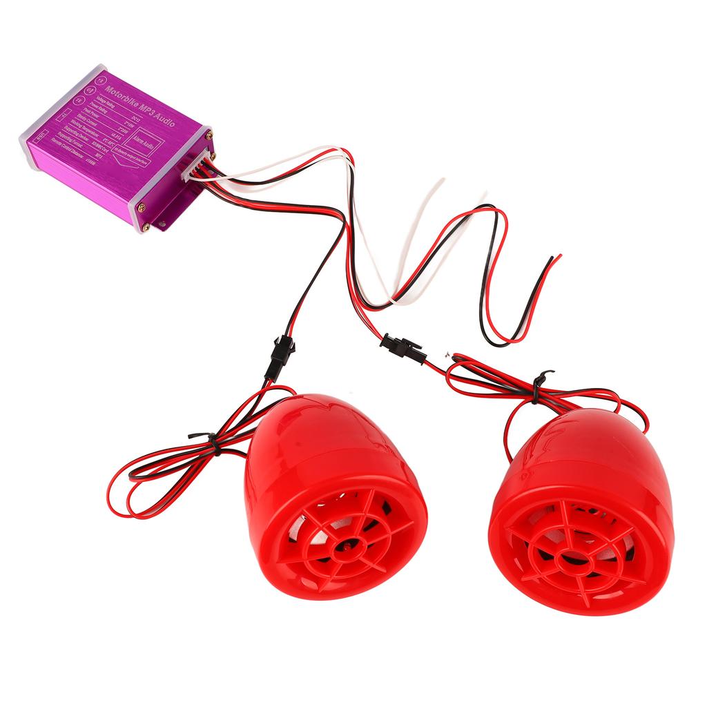 Motorcycle Alarm Sound System with Flashing Light 100Hz to 6KHz MP3 Radio Bluetooth Stereo Speaker for Motorbike