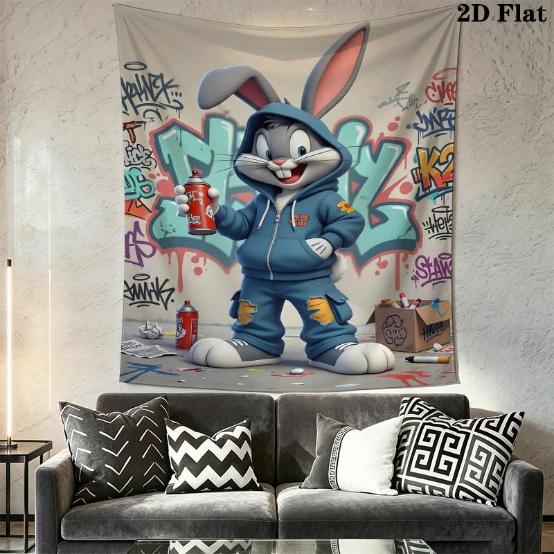 Bugs Bunny Wall Tapestry Aesthetic Wall Hanging Printed Fabric Blanket Decorative Tapestries for Bedroom Living Room Home Decor