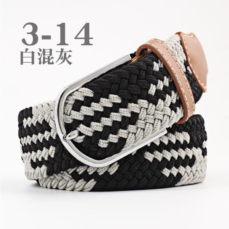 Women Casual Knitted Pin Buckle Without Holes Men Belt Woven Canvas Elastic Expandable Braided Stretch Belts for Female Jeans