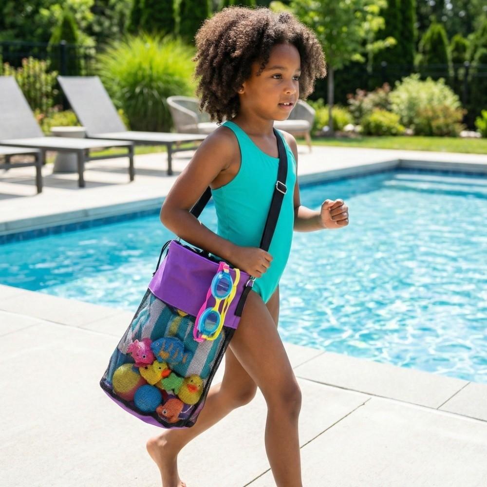 Drawstring Closure Clothespin Storage Bag Lightweight Compact Easy Clean Swimming Shoulder Bag Hook Ventilated Pouch