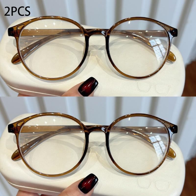 2 STÜCK Runde Brillen Blaulichtfilter Lesebrillen Damen Ultraleicht Mode Herren Alterssichtigkeit Brillen Dioptrie +100 bis +400