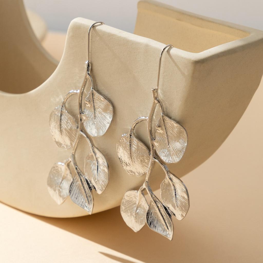 Stylish Gold And Silver Alloy Leaf Earrings For Contemporary Women's Fashion Accessories