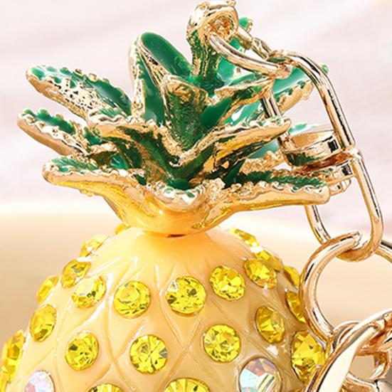 Schlüsselanhänger Anhänger Funkelnde Strasssteine Eingelegt Dreidimensionales Ananas Design Schlüsselkette Leichtes Auto Tasche Zubehör