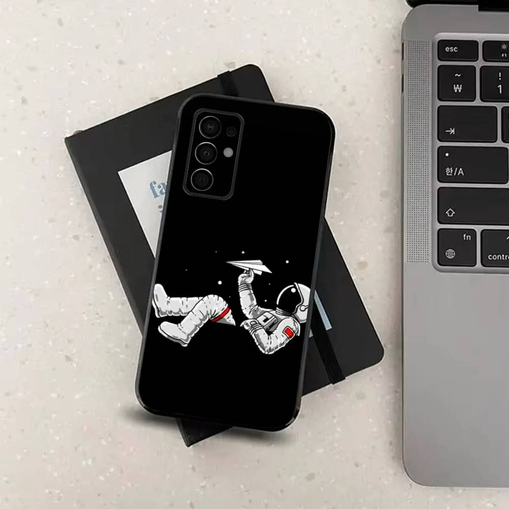 Cute Astronaut For Samsung Galaxy A73,31,Note,22,71,53,32,72,41,8,9,52,J7,Soft Black Silicone Cover Case