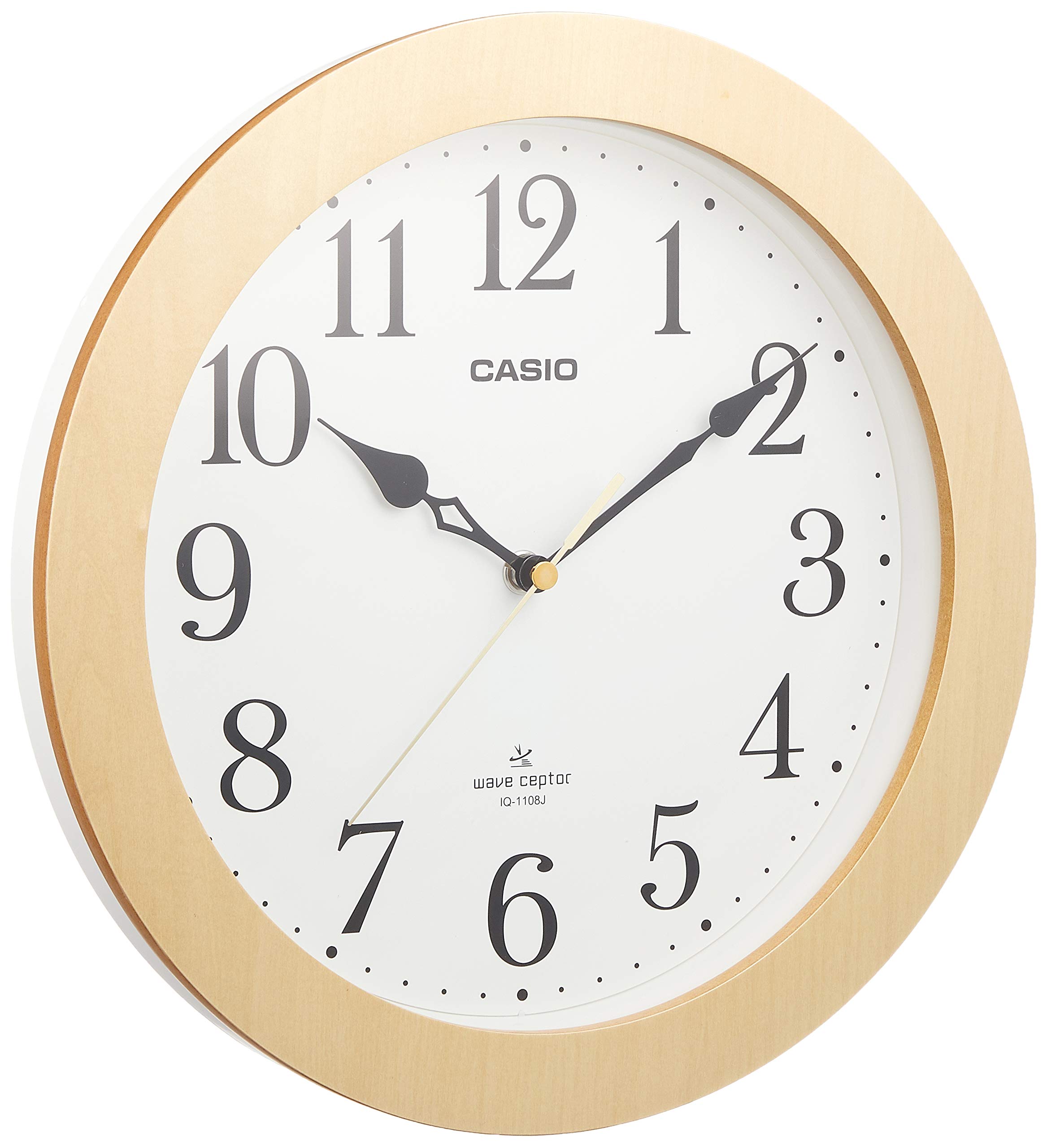 

CASIO Wall Wooden Stylish IQ-1108J-7JF Clock, Radio-Controlled, Natural, Analog, Frame,