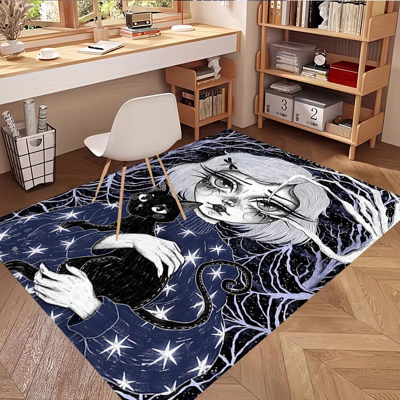 Coraline Print Rug, Washable Floor Carpet, For Entryway Dorm Laundry Room Office Study, Home Decor Birthday Christmas Gift