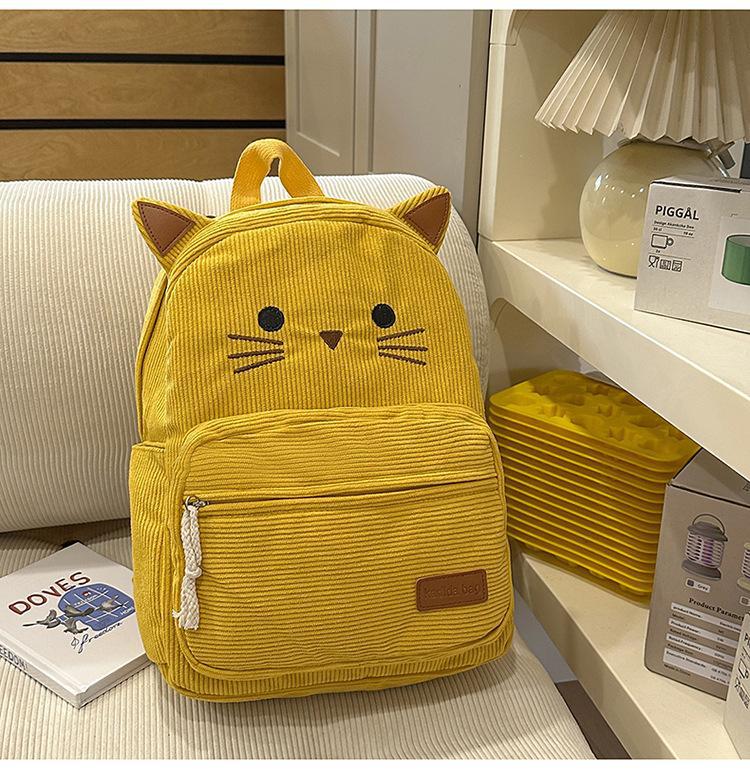 Schoolbag Japanese Cute Cartoon Kitten Schoolbag Female Backpack Junior High School Girl Primary School Student Cartoon Ugly Cute Backpack