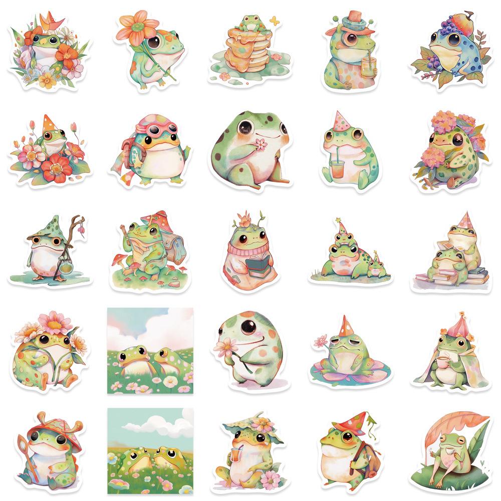 10/30/50PCS Cute Cartoon Colorful Fat Frog Stickers Decals DIY Motorcycle Suitcase Helmet Waterproof Funny Graffiti Sticker Pack