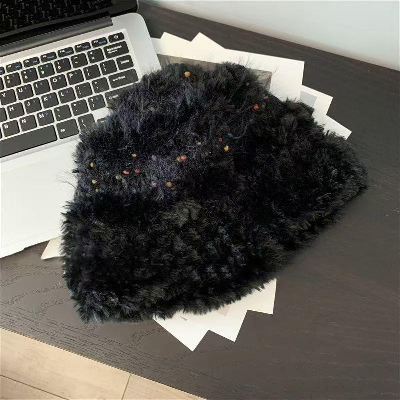 Autumn and Winter Plush Thickened Women's Cold-proof Wool Hat, Warm Ear Protection, Small Face, Big Head Circumference, Pullover, Knitted Hat