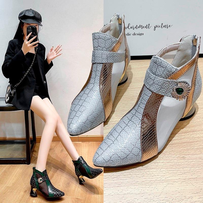 

Модные женские сапоги, летние босоножки, короткие сапоги, кружевная сетка, элегантные женские каблуки, стильные, сексуальные, больших размеров, роскошное платье для стриптиза, вечеринка, распродажа 39 серый