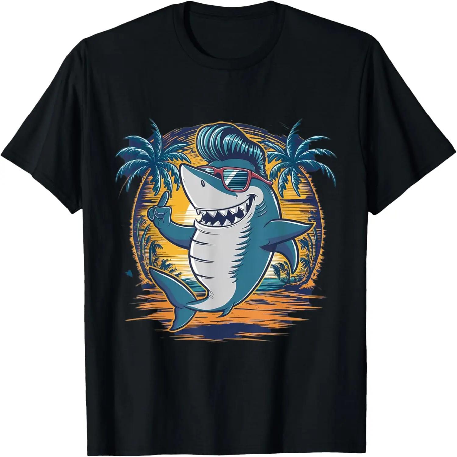 

Cool Retro Shark in Sunglasses 70s 80s 90s Funny Shark T-Shirt XXXXXL чорний