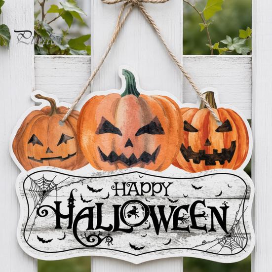 Eye-catching Halloween Decoration Pumpkin Door Hanging Decor, Spooky Festive Wall Ornament for Party Pendant Scene, Front Entryway Decoration,