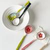 Cute Ceramic Flower Soup Spoon Kawaii Korean Ice Cream Hand Painted Dessert Spoon With Long Handle Kitchen Tableware Accessories