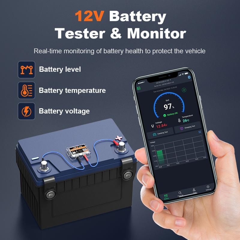 12V Battery Health Monitoring 12V Car Battery Monitor ANCEL BM200 Wireless Bluetooth 4.2 For Android IOS APP Battery Tester Tool