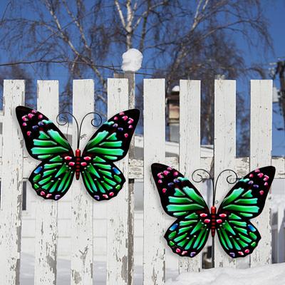 1 Stück 3D Metall Schmetterling Statuen Garten Wanddeko Inspirierende Skulptur für Außendekoration Tier Miniatur Statuen Ornament
