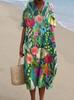 New Imitation Cotton Large Size Women's Shirt Short Sleeve Dress Ocean Vacation Company