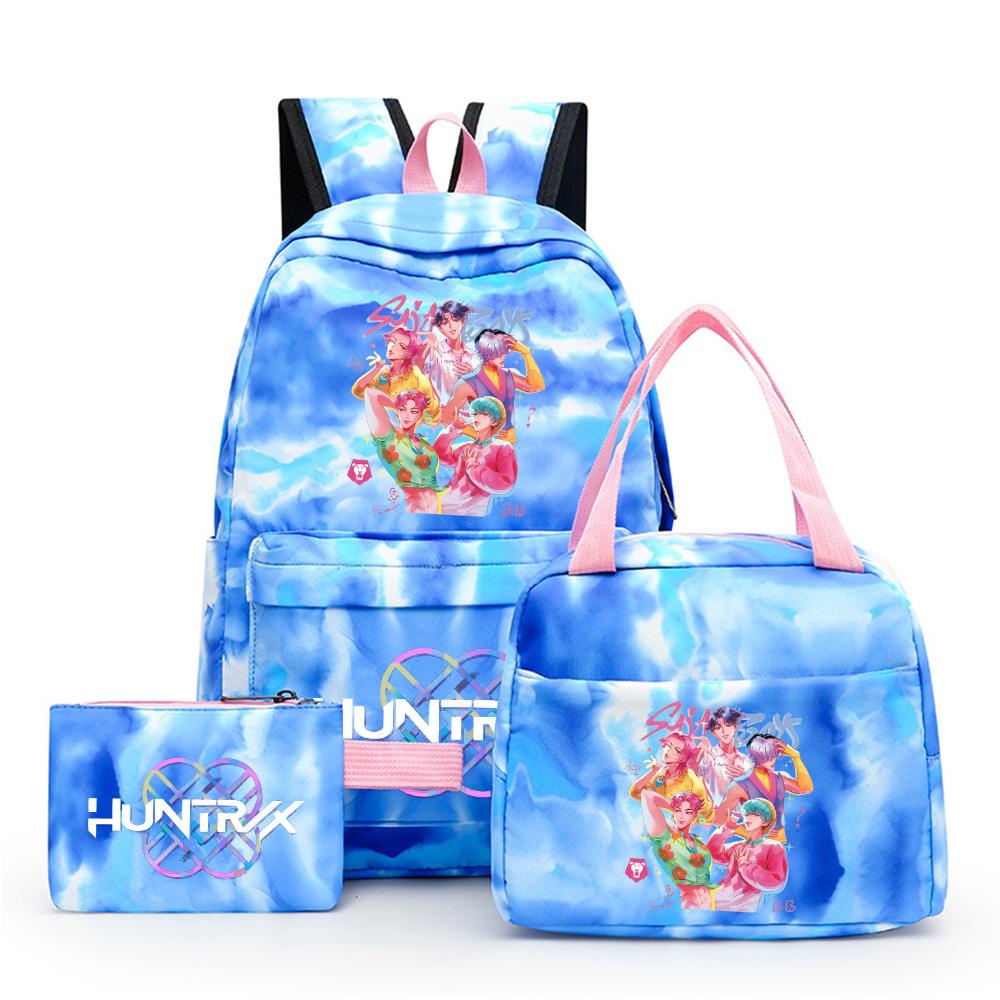 3Pcs/set Cartoon Kpop Printed Backpack with Lunch Bag Pencil Case for Teenager Girl Boy Bookbag Large Capacity Waterproof Travel Bag Kid Gift