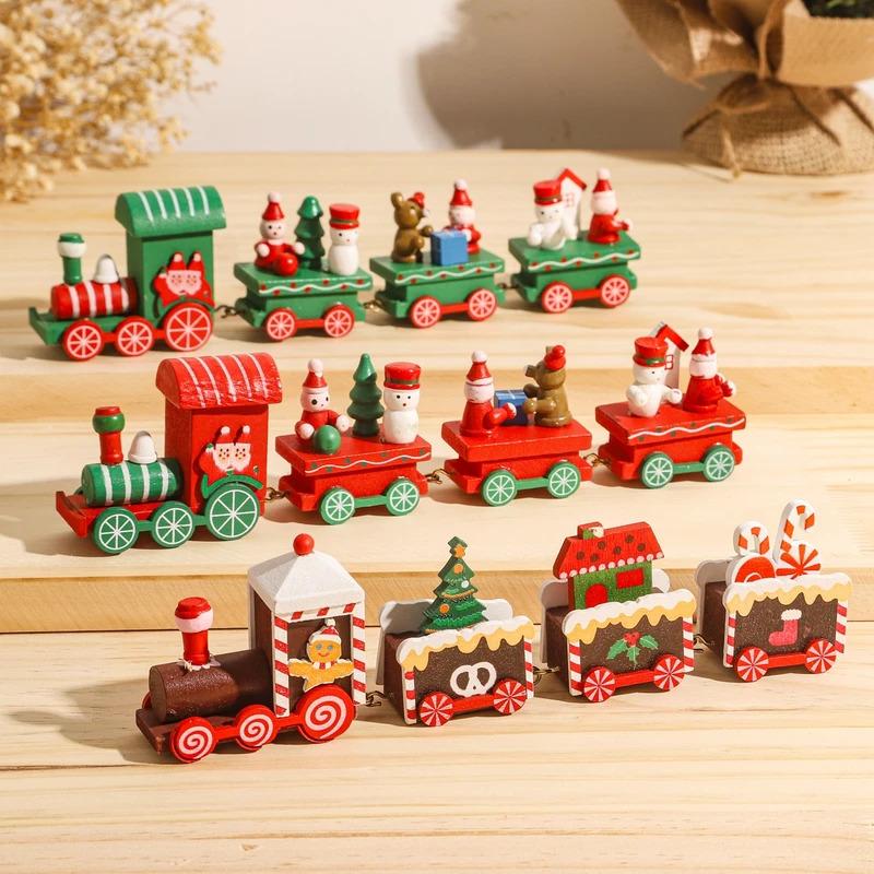 Wooden Train Christmas Ornament - Home Table Decoration, Ideal for Xmas Gifts & Holiday Decor (Noel/Natal/Navidad)
