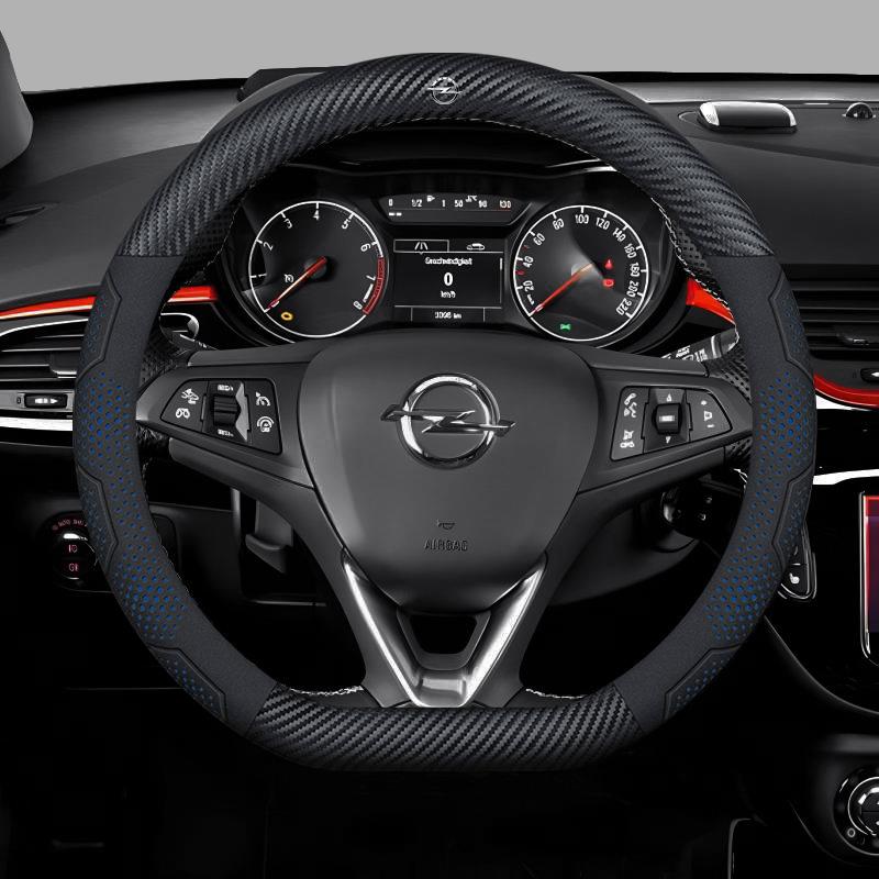 For Opel OPCline ASTRA CORSA INSIGNIA MOKKA VECTRA GTC Tigra Carbon Fiber Suede Leather Car Steering Wheel Cover Accessories