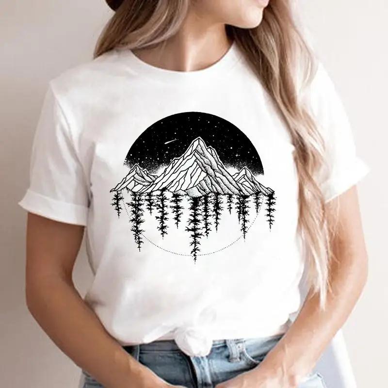 Fashion Cartoon Tshirt FeUnisex S Trend Clothing T Shirt Women River New Mountain Tee Lady Graphic Top Clothes Short Sleeve