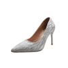 Wedding shoes bridal shoes champagne gold crystal high heels women's new stiletto wedding main wedding dress engagement shoes