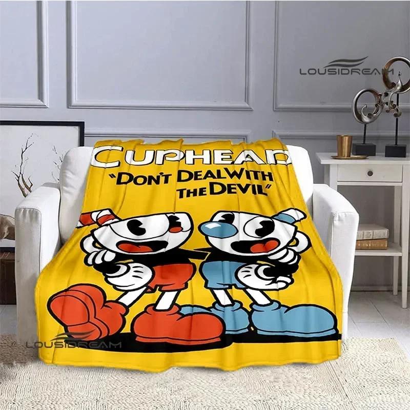 Cuphead Anime Printed Blankets Children's Warm Beautiful Blankets Flannel Soft and Comfortable Blanket Home Travel Birthday Gift