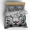 Close-Up Of White Tiger, Bright Green Eyes Print Soft Comfortable Duvet Cover Bedding Set Included 1*Duvet Cover 2*Pillowcases