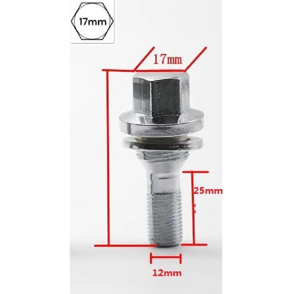 M12 x 1.25 ALLOY WHEEL EXTRA LONG THREAD BOLTS FLAT SEAT WASHER Bolt For Peugeot Citroen C4 C5