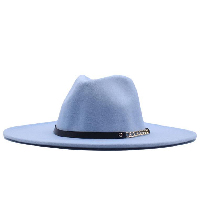 Autumn and winter top hat British classic jazz hat woolen hat big brim cm flat edge top hat
