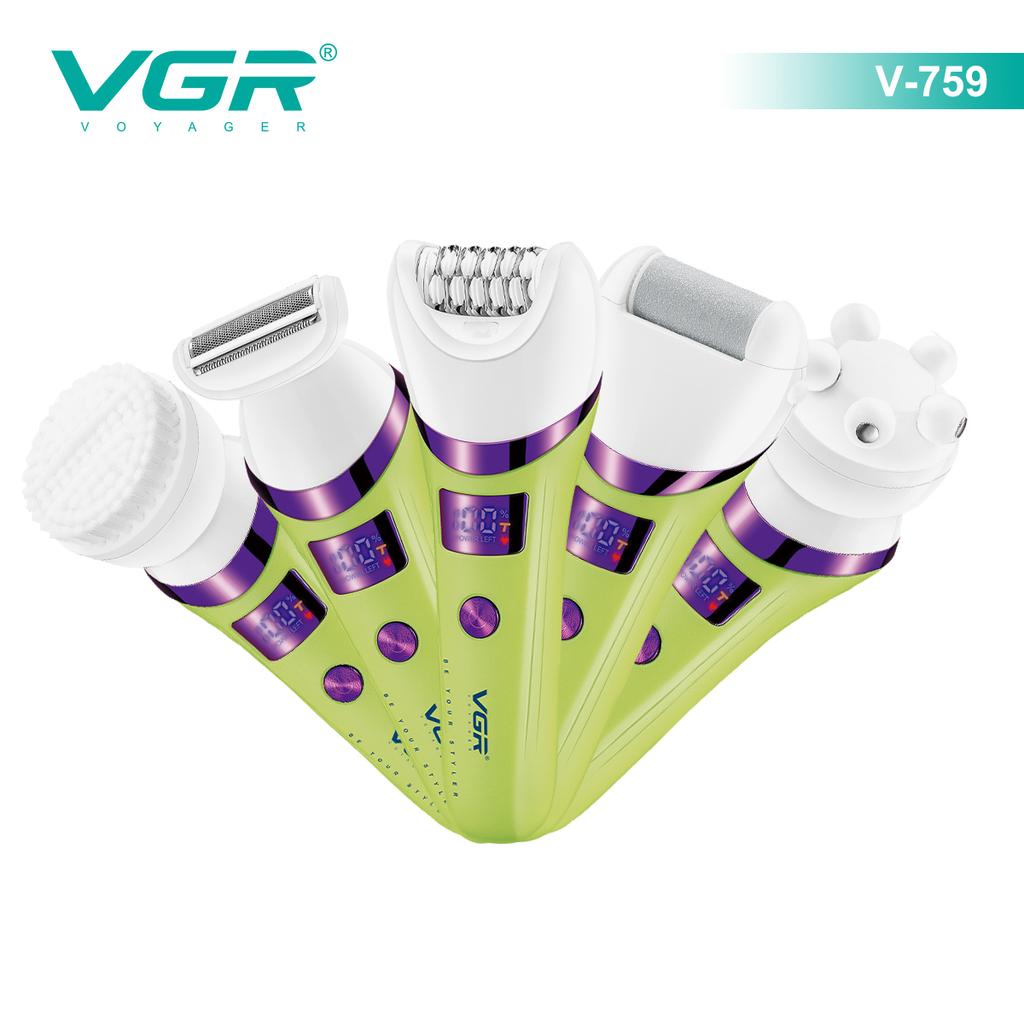 VGR Electric 5-in-1 New High-end Hair Trimming Set IPX6 Waterproof Multifunctional Body Hair Remover Alloy Blade Full Body Hair Removal Device V-759
