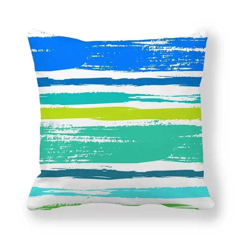 Colorful Striped Printed Pillowcase Home Bedroom Living Room Sofa Cushion Cover X Peach Skin Pillowcase