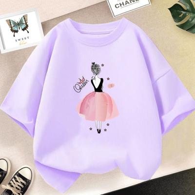 2-14 Year Old Girl Short Sleeved T Shirt Summer Kids Cotton Loose T-shirts Harajuku Kawaii Doughnut Tops