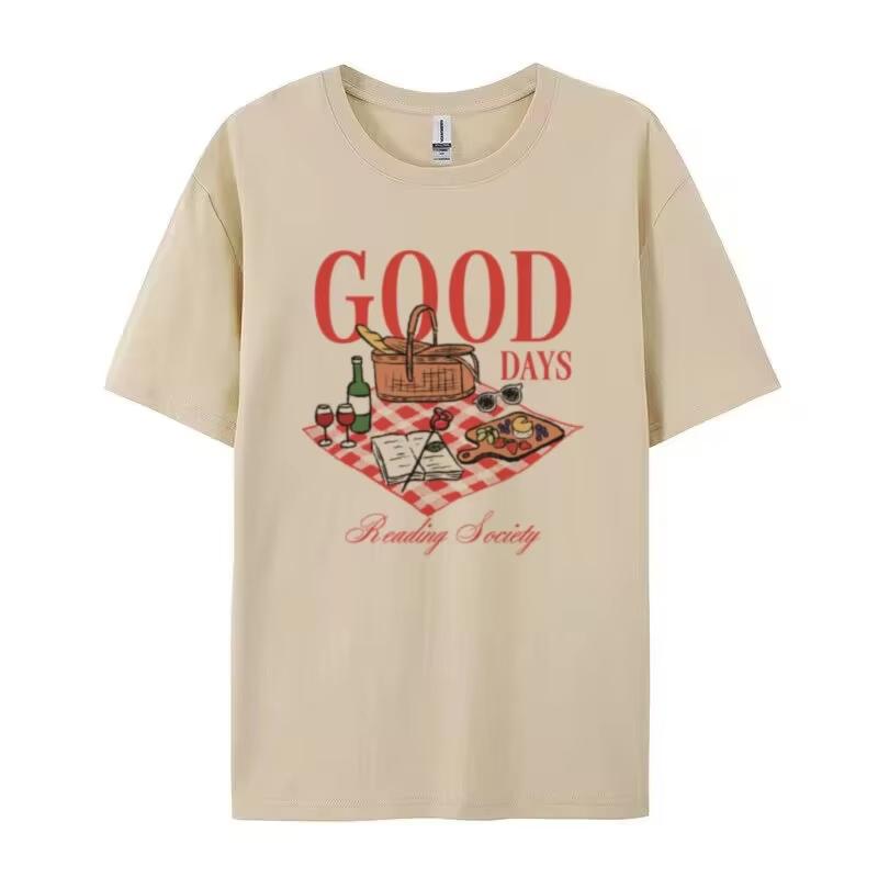 

Womens Y2K Cute Reading Society TShirt Short Sleeve Aesthetic Picnic Graphic Tee Bookish Shirt Trendy Fashion Vacation Top S