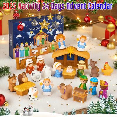Calendrier de l'Avent de Noël Crèche Ensemble de Crèche de Noël Calendrier de l'Avent Chrétien Cadeaux Religieux pour Enfants Garçons Filles