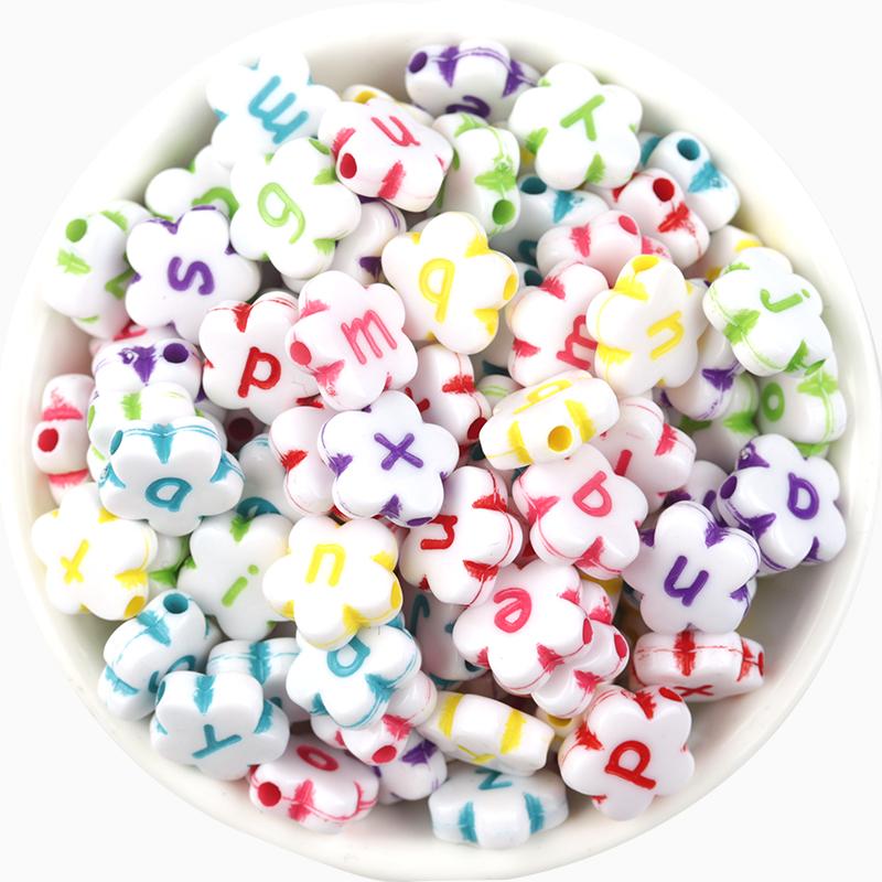 100pcs/Lot Mixed Round Flat Acrylic Letter Beads Alphabet Digital Cube Loose Spacer Beads For Jewelry Making Diy Bracelet