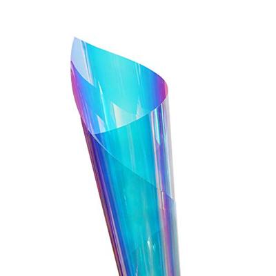 Синій хамелеон віконна плівка веселковий ефект прозора плівка голографічна ПВХ статична харчова плівка для дому DIY скляне оздоблення