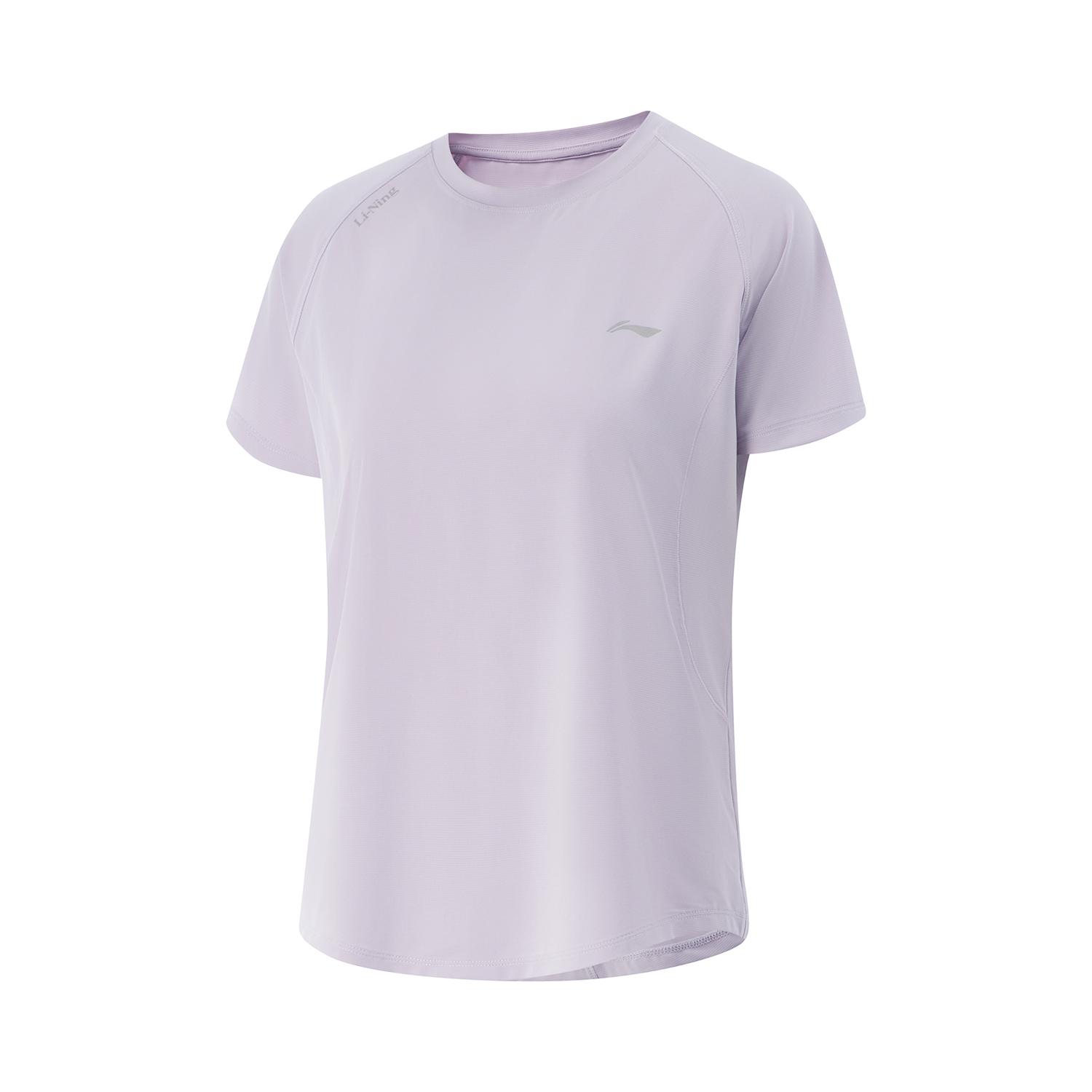 

Li-Ning Comfortable Casual Simple Versatile Round Neck Pullover Short Sleeve T-Shirt Women Tops Sea-Salt-Purple ATSV594-6 XL