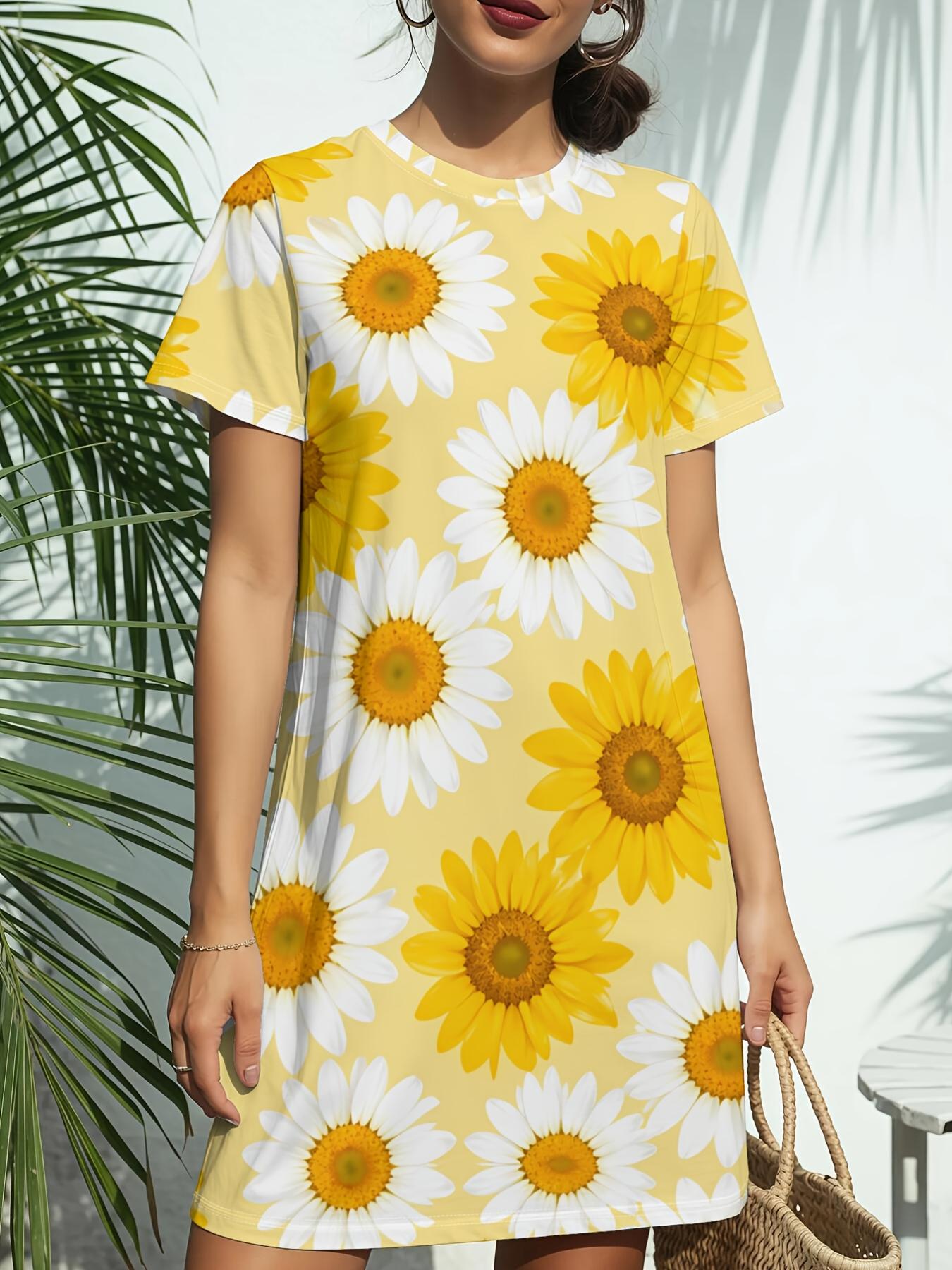 

Sunflower New Women S Round Neck Short Sleeve T-Shirt Dress. American Style Trend Digital Printing. Casual And Versatile for Spring And Summer. Elegan 9XL дубильна кора