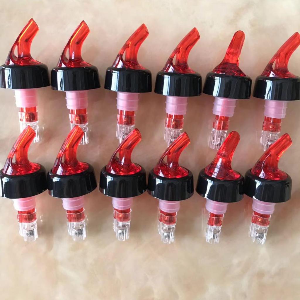 6pcs Bottle Pourers Spout Food Grade Plastic Liquid Dispenser Bottle Nozzle Barware For Wine Cocktail Red
