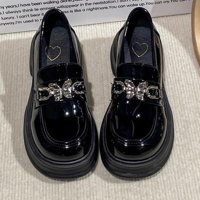 British Style Small Leather Shoes Women'S Single Shoes Loafers Platform Black Muffin Versatile Mary Jane Shoes