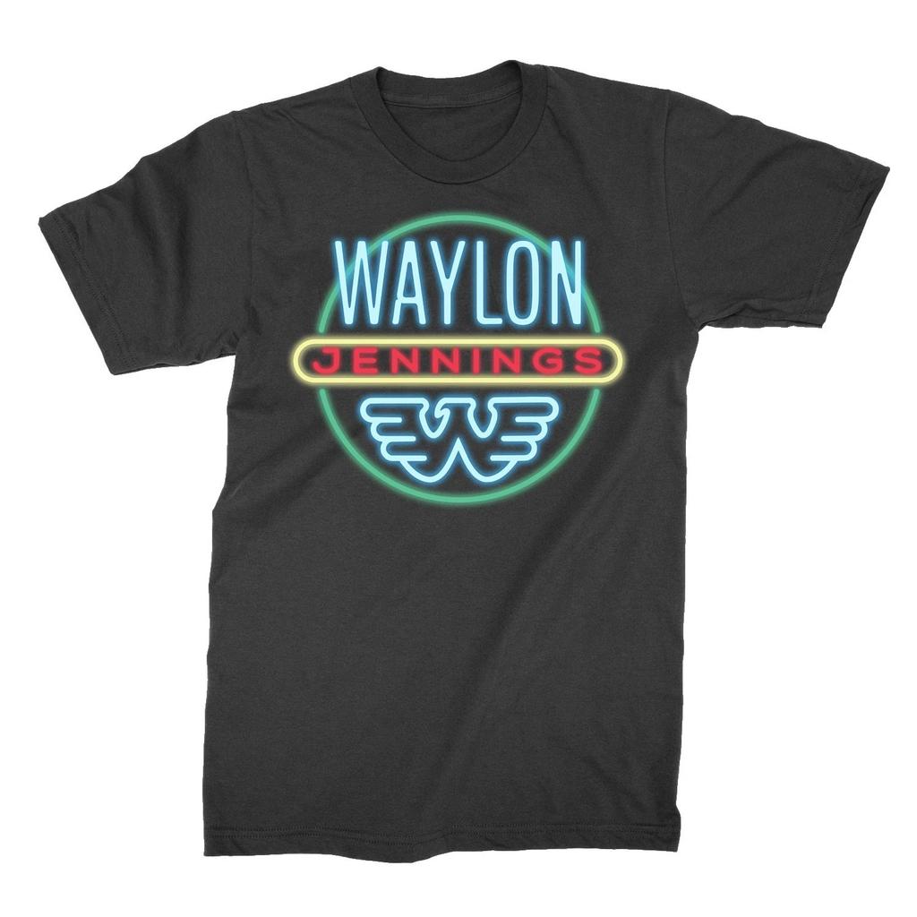 Men's Waylon Jennings Neon T-shirt Small Black