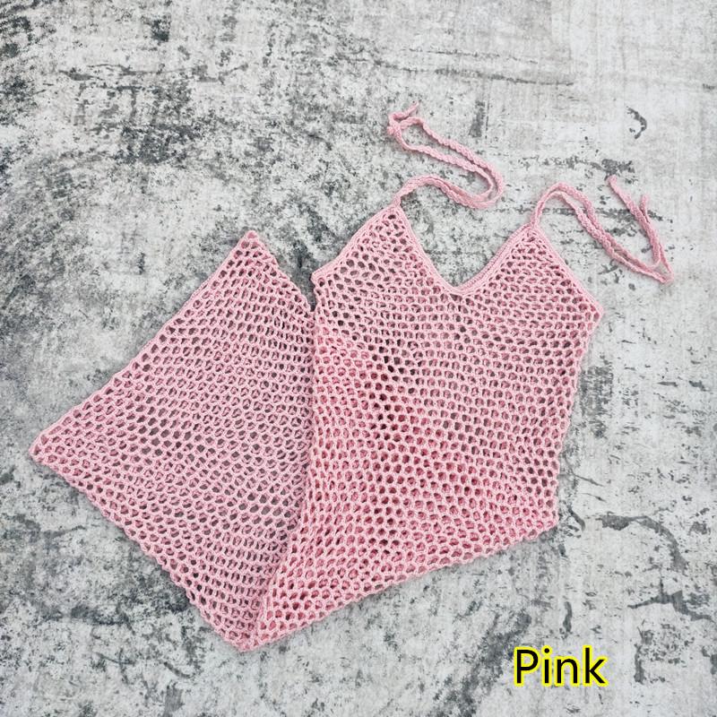 

Вязаное крючком пляжное свадебное платье-накидка ручной работы Large розовый