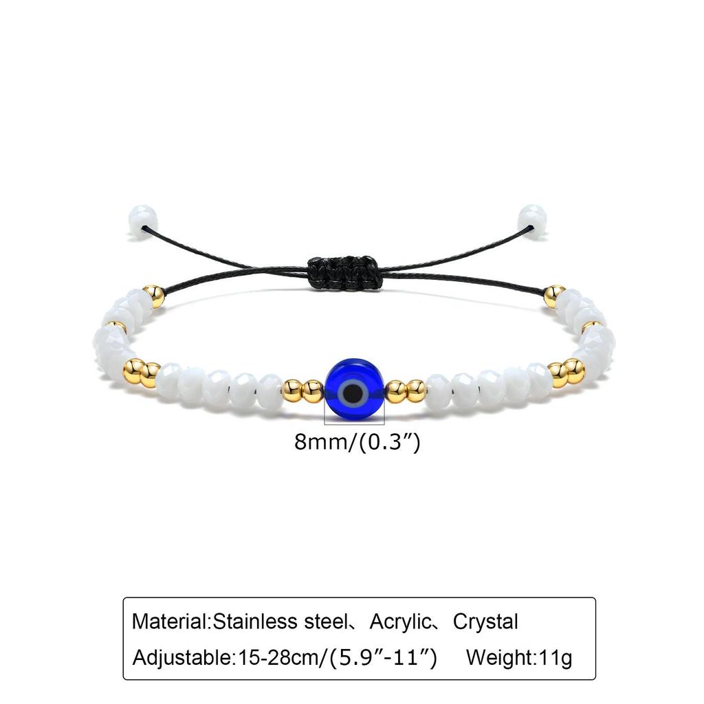 Buntes Armband mit bösem Auge und Perlen, mit verstellbarem schwarzen Handseil