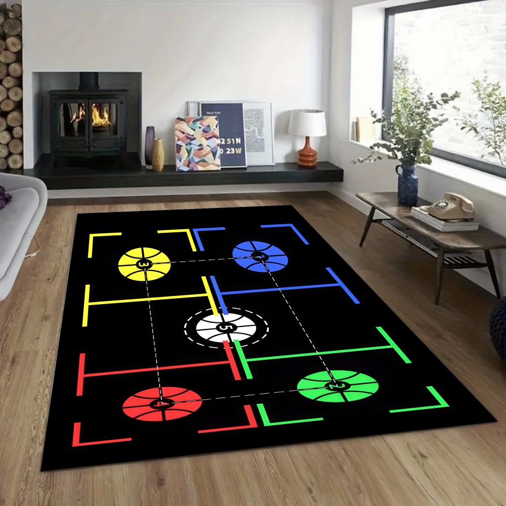 Black Basketball Training Carpet Mat Rug Home Decoration Number Circle Floor Mat Kids Sport Practice Non Slip